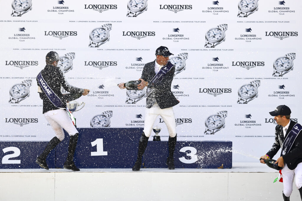 Longines Global Champions Tour 2025: vince il Monaco di Smolders 9 4 Prizegiving Smolders Harrie Thomas Gilles van der Vleuten Maikel LGCT of Rome 12 10 25 03SG3106